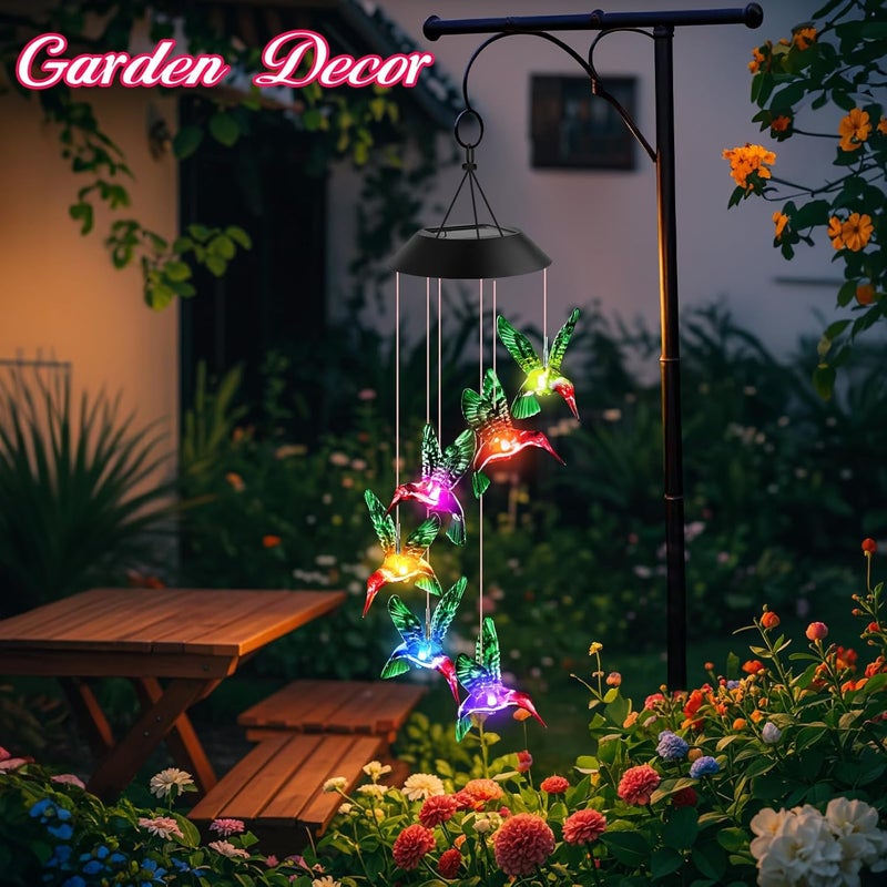 Winzwon Valentines Day Gifts for Her Mom Grandma, Mother Birthday Gardening Hummingbird Gifts for Women, Wind Chimes Solar Lights Outdoor Decor for Garden Patio Yard Porch - Image 5
